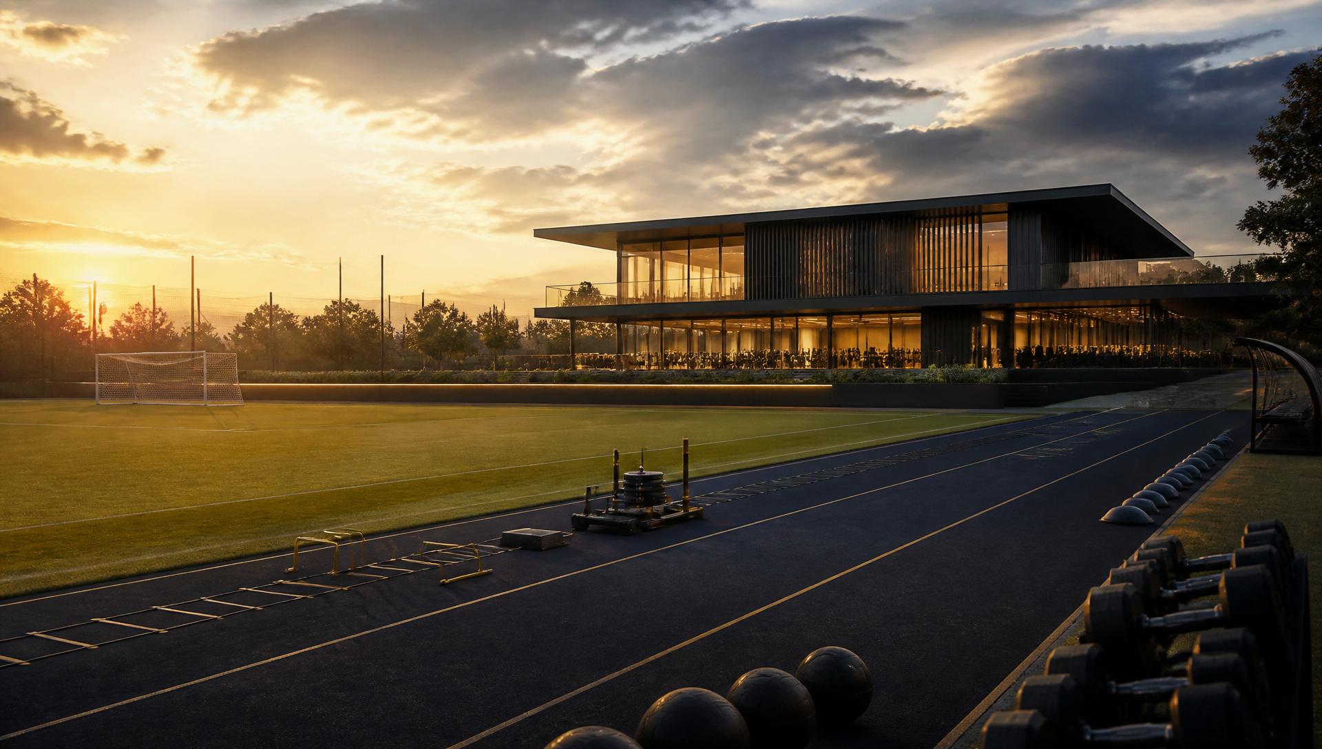 Training facility at dawn — professional environment for clubs and academies.